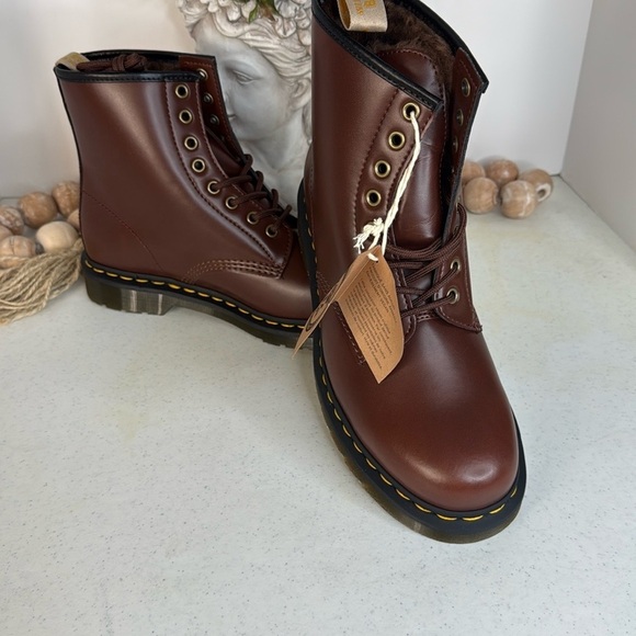 Dr. Martens - Vegan 1460 Brown Norfolk Brown Borg Fleece -Women Sz 10/Men Sz 9 - Picture 12 of 13